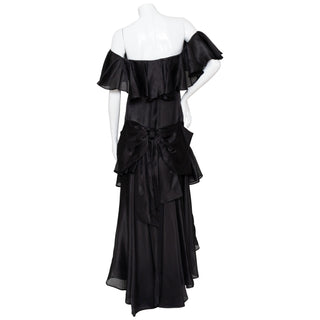 1980s Black Haute Couture Ruffled Gown