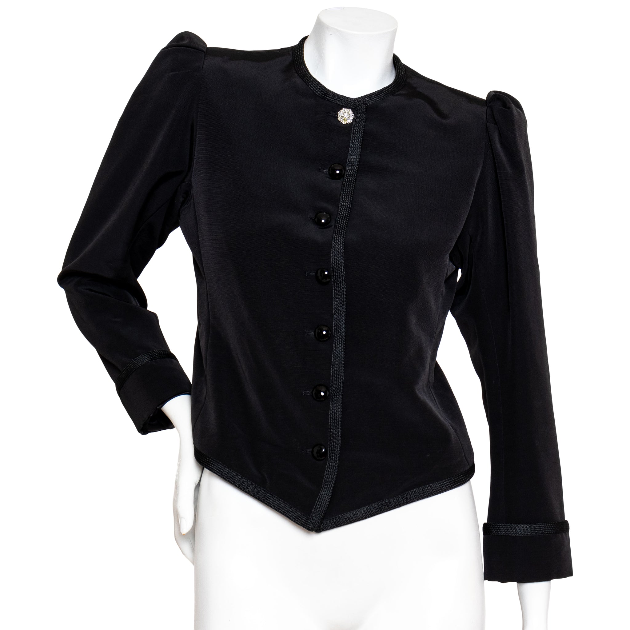 Yves Saint Laurent 1970s Black Puff Sleeve Jacket