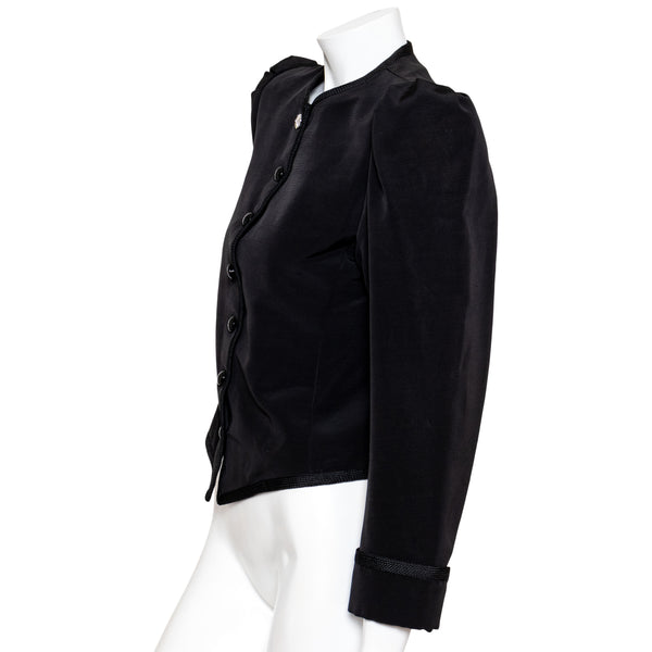 Yves Saint Laurent 1970s Black Puff Sleeve Jacket