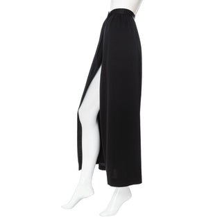 Vintage Black Wool-Blend Wrap Maxi Skirt