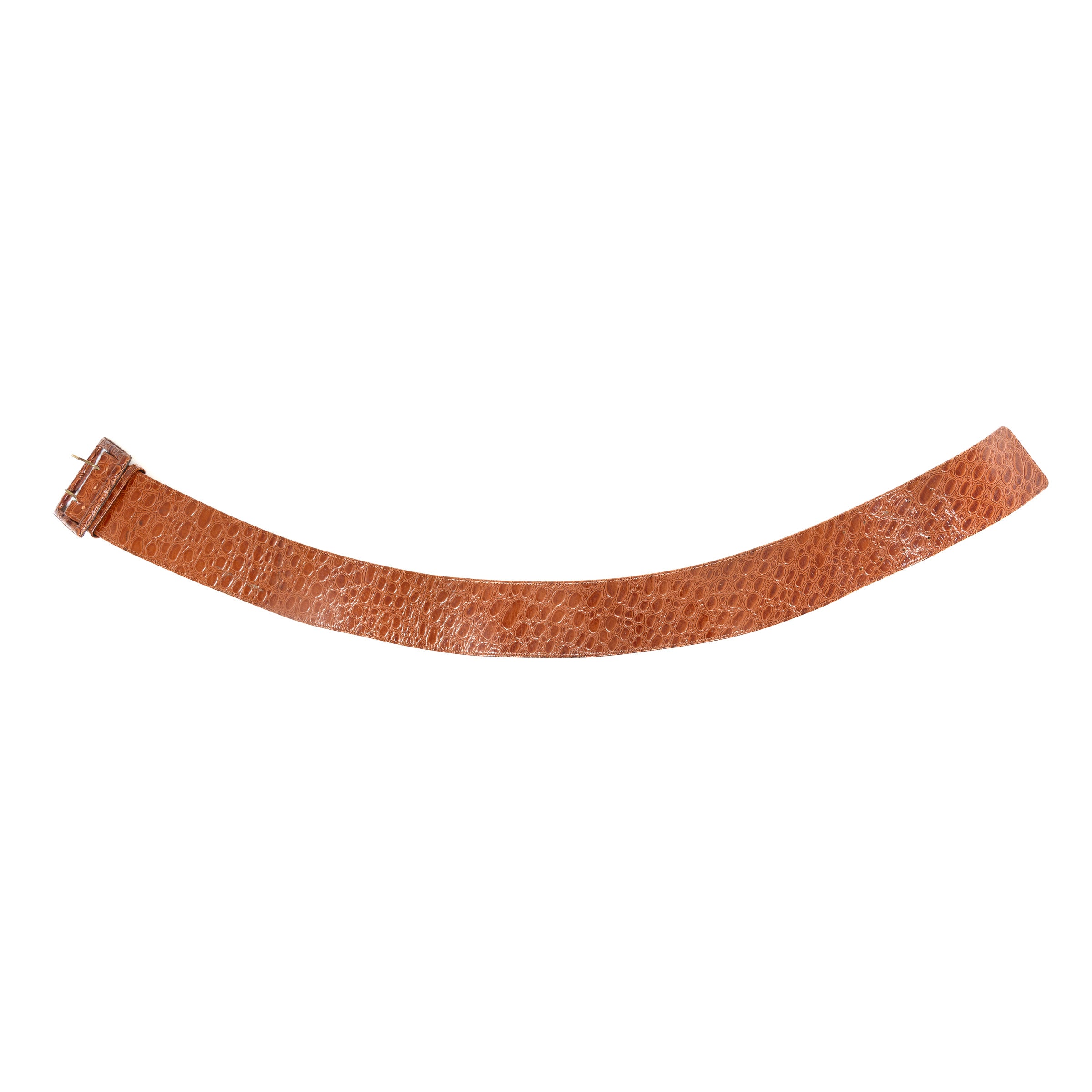 Vintage Brown Croc Embossed Leather Belt