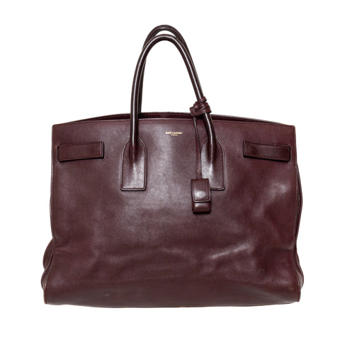Burgundy Leather Large Sac de Jour Bag