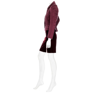 2004 Burgundy Velvet and Silk Two-Piece Skirt and Jacket Suit