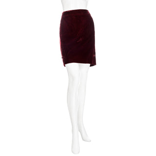 2004 Burgundy Velvet and Silk Two-Piece Skirt and Jacket Suit