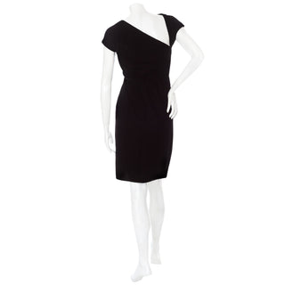 1980s Haute Couture Black Velvet Asymmetrical Dress