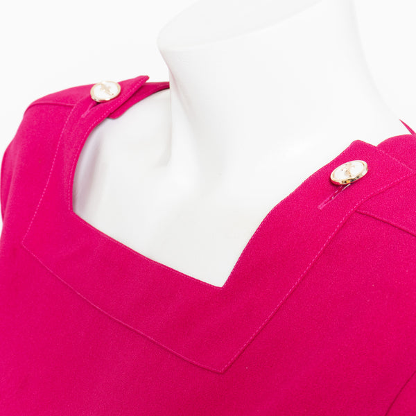 Yves Saint Laurent Vintage Magenta Square Neck Top