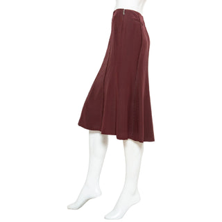 Maroon Silk Frayed Skirt
