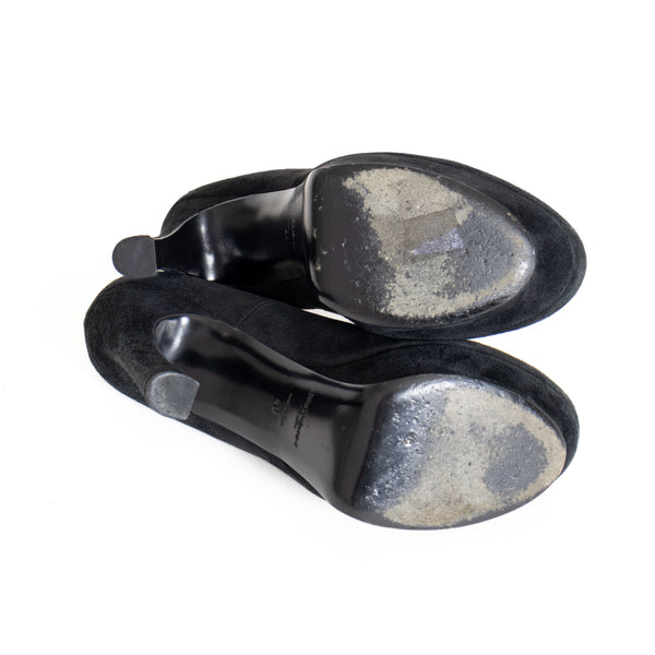 Yves Saint Laurent Black Suede Palais Platform Pumps
