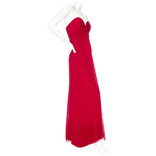 Edition Soir Red Silk Sweetheart Column Dress