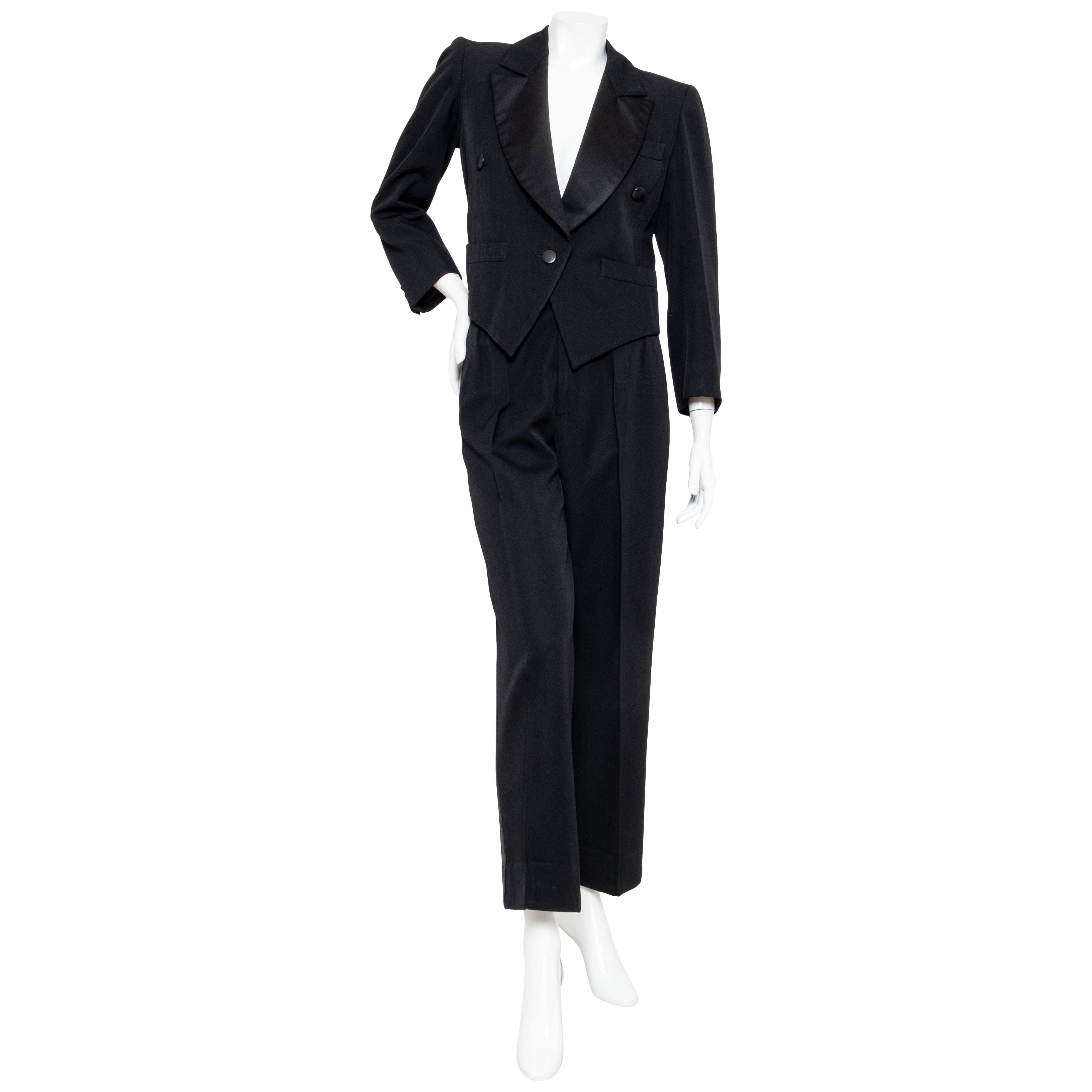 Late 1970s Women's Black Wool Smoking Tuxedo – Decades Inc.