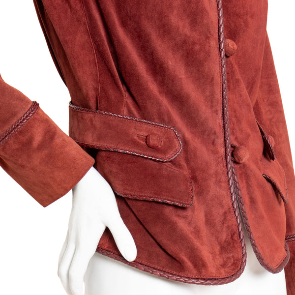 Yves Saint Laurent Burgundy Suede Whipstitch Jacket