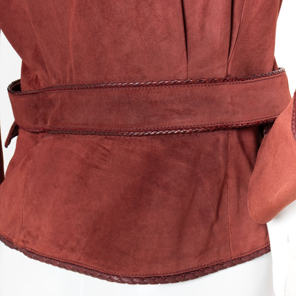 Yves Saint Laurent Burgundy Suede Whipstitch Jacket