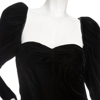 1980s Haute Couture Velvet and Silk Cocktail Dress