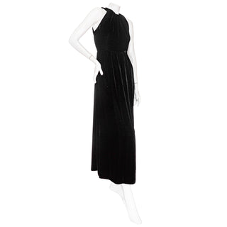 Vintage Haute Couture Black Velvet Halter Dress