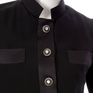 Vintage Black Wool-Blend Crystal Button Jacket