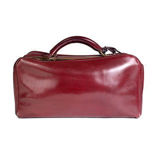 Vintage Burgundy Leather Short Travel Bag