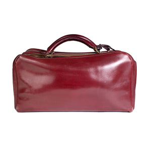 Burgundy Leather Short Travel Bag