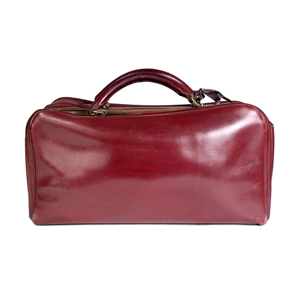 Hermès Burgundy Leather Short Travel Bag