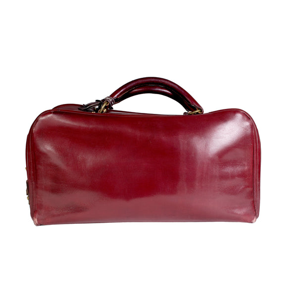 Hermès Burgundy Leather Short Travel Bag