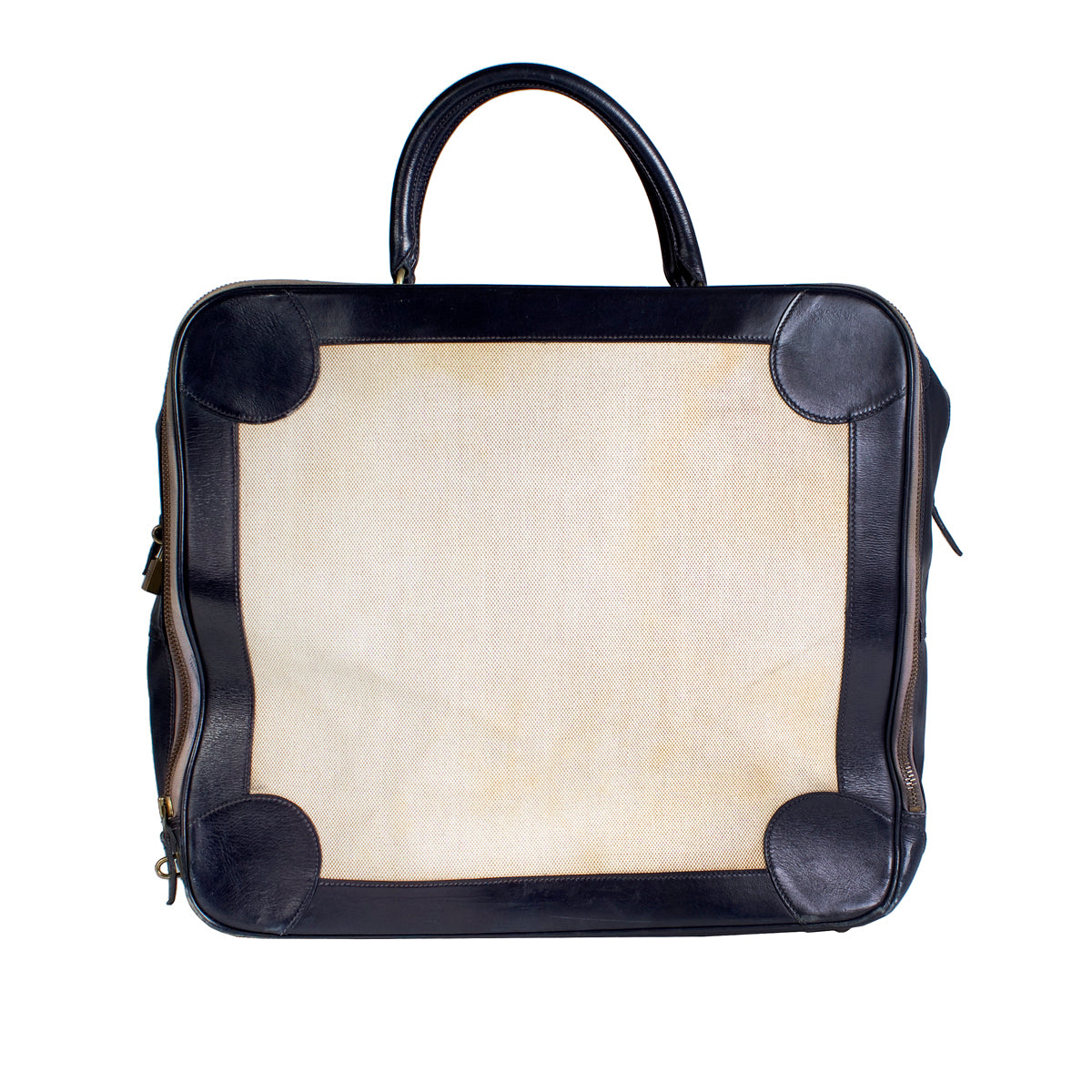 Vintage Navy Leather and Canvas Omnibus Bag