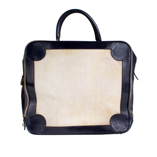 Vintage Navy Leather and Canvas Omnibus Bag