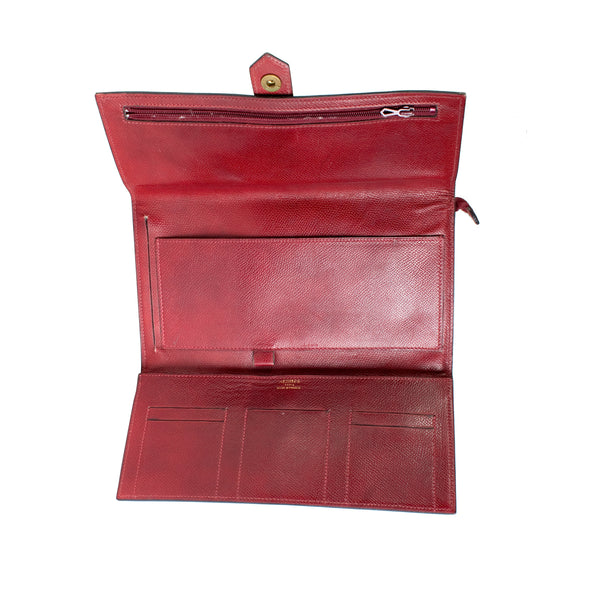 Ox Blood Epsom Leather Travel Wallet