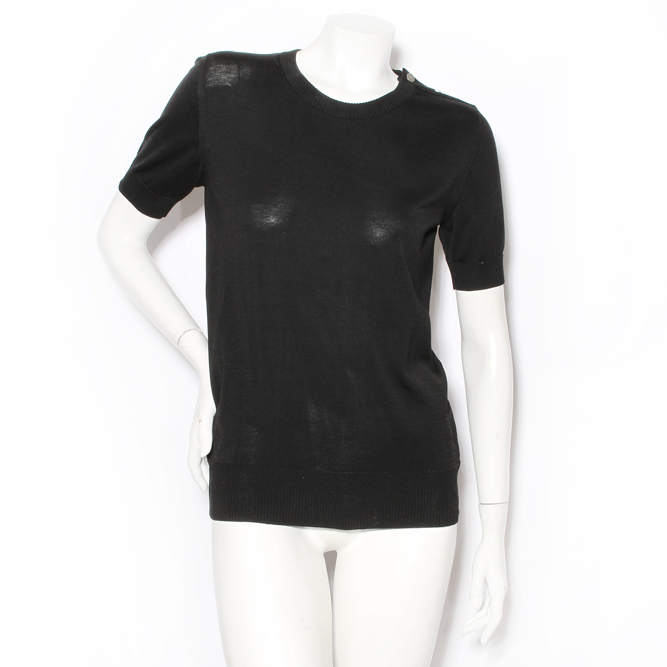 CHANEL Cotton Sequin CC Logo Shirt White Black
