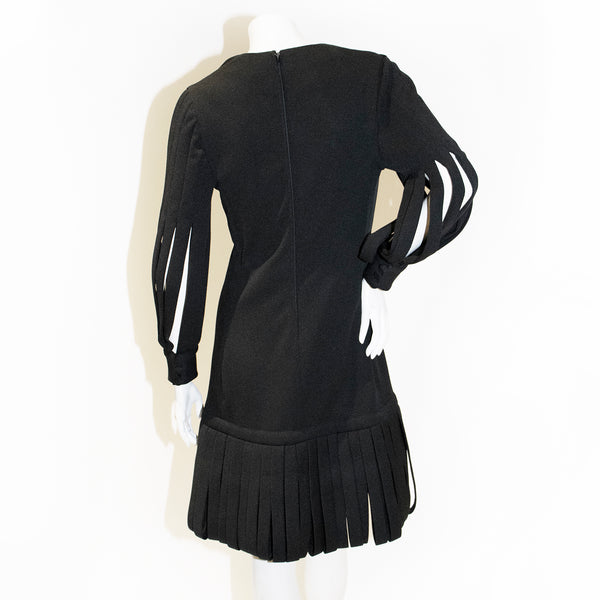 Late 1960s Black Long Sleeve Carwash Dress