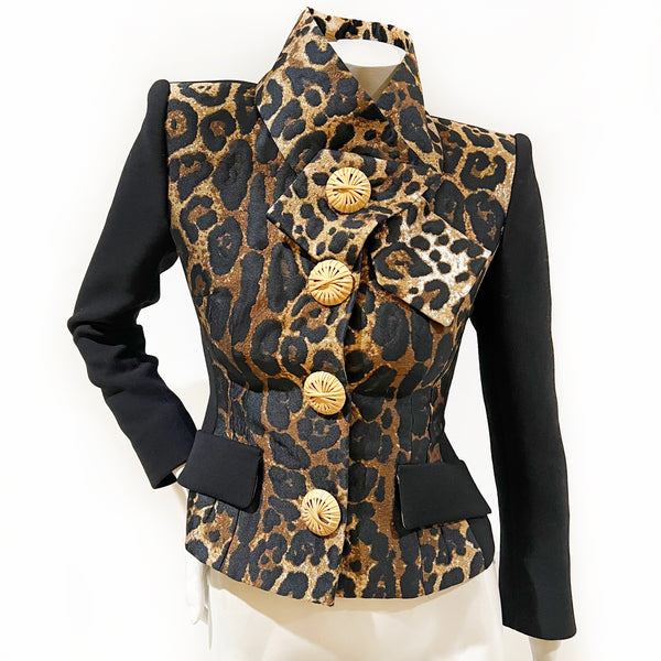 2020 Leopard Print Wool Blend Jacket