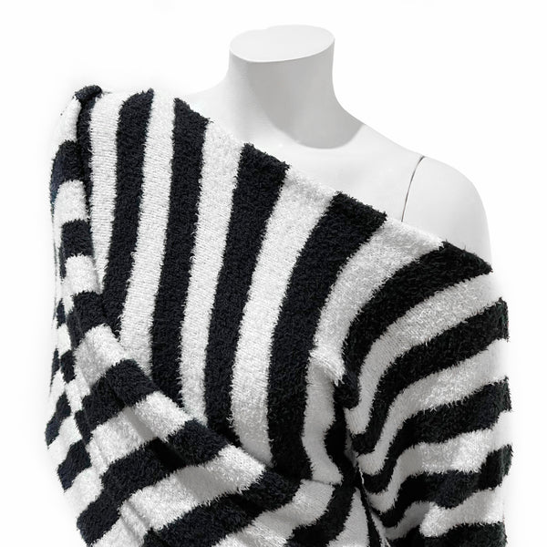 Striped Patterned Asymmetrical Sweater