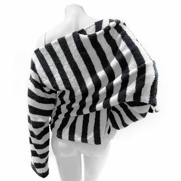 Striped Patterned Asymmetrical Sweater