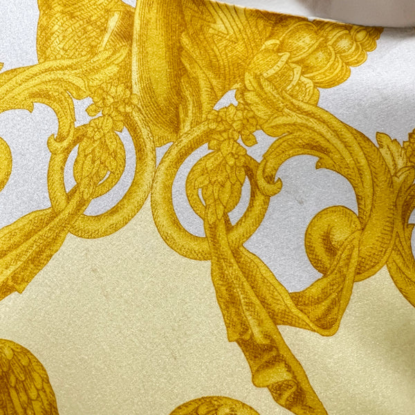 2005 Yellow Silk Baroque Print Dress