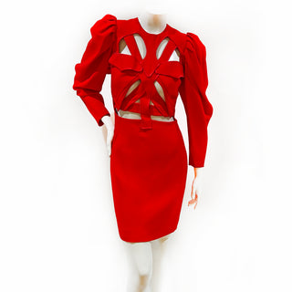Vintage Red Cutout Bandage Dress