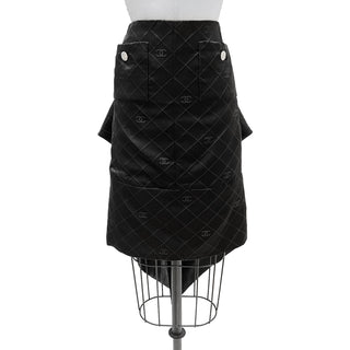2021 Black Satin Quilt Bow Skirt