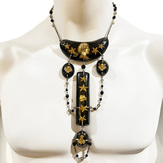 1990s Black and Gold Star Necklace