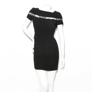 Black Lace Trim Sheath Dress