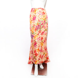 Vintage Hand-Painted Floral Print Maxi Skirt