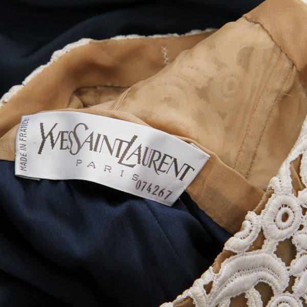 Yves Saint Laurent Haute Couture Lace and Navy Gown