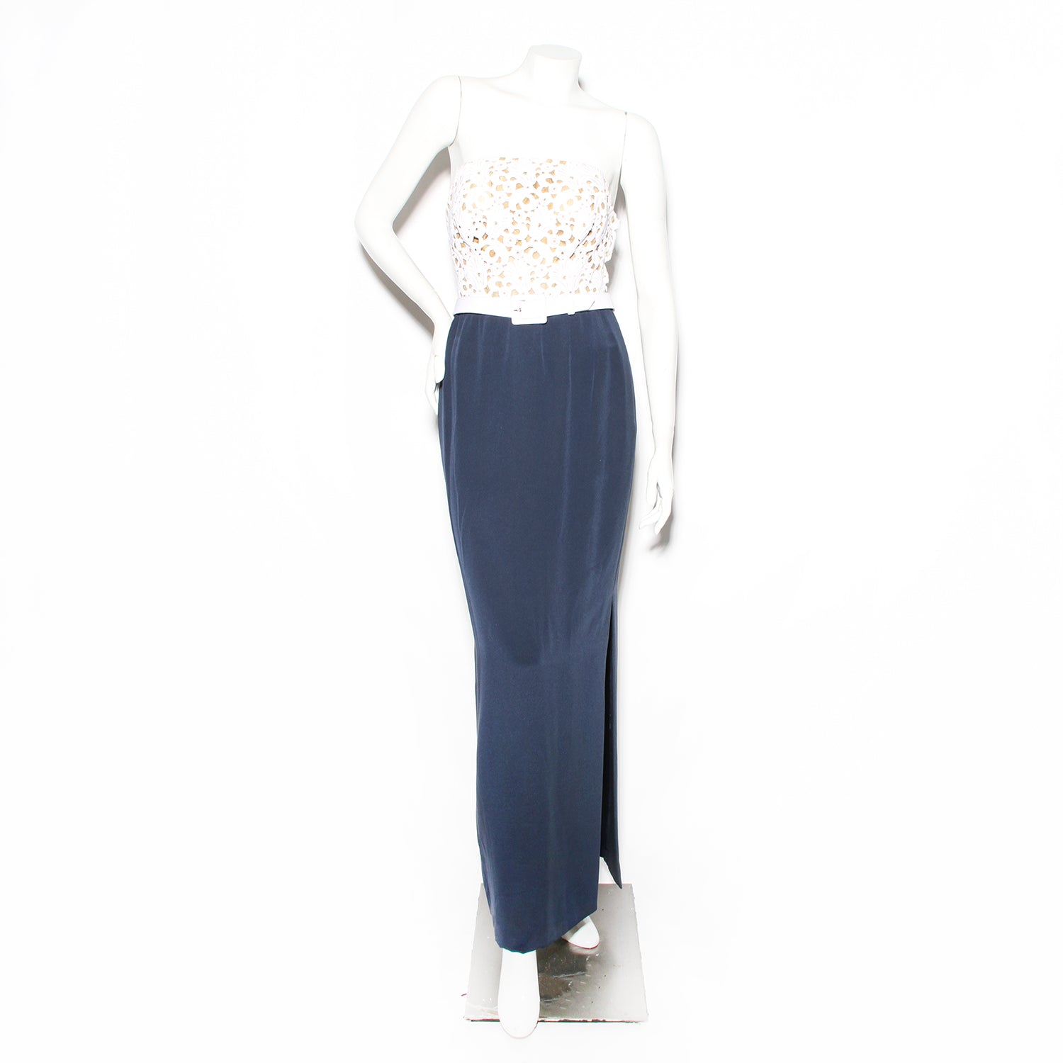 Yves Saint Laurent Haute Couture Lace and Navy Gown