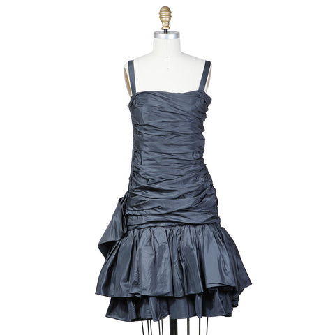 Haute Couture Gathered Dress with Side Bow circa 1980s