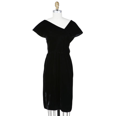 Haute Couture Asymmetrical Velvet Dress circa 1980s