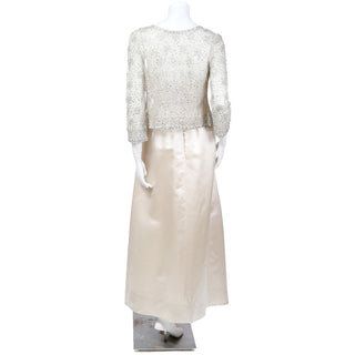 1960s Two-Piece Embellished Cardigan and Satin Dress