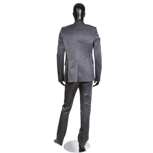 Dark Shadow Marbled Grey Silk Faille Suit