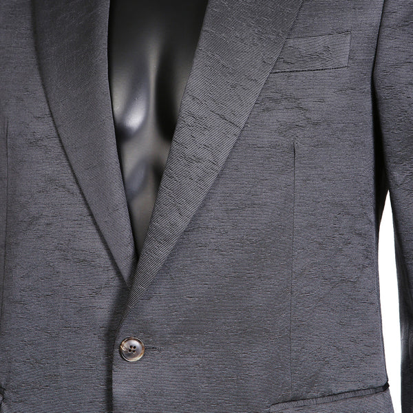 Dark Shadow Marbled Grey Silk Faille Suit