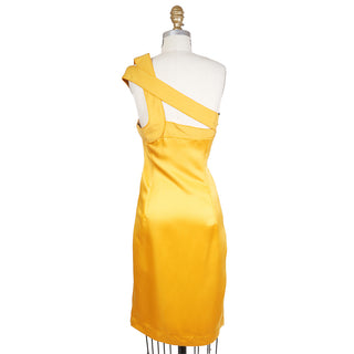 1998 Yellow Silk One Shoulder Dress