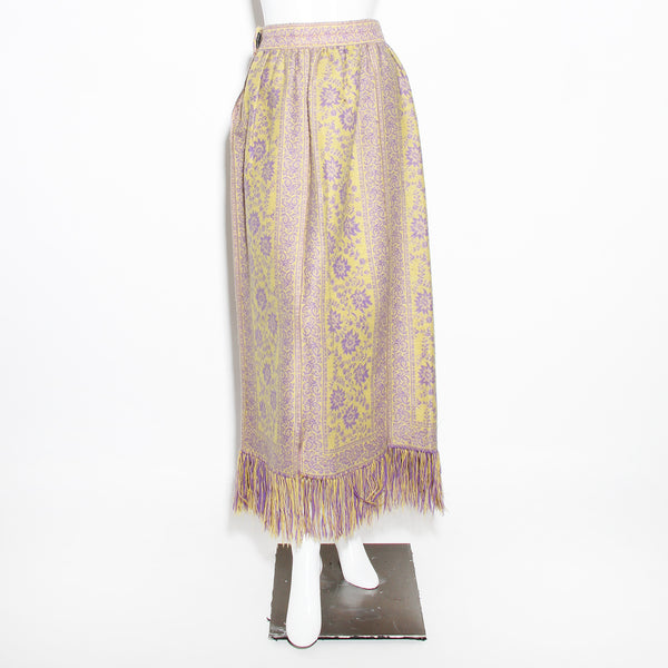 Vintage Wool Floral and Paisley Patterned Maxi Skirt