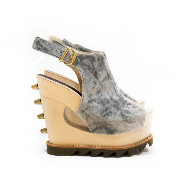 Undercover Velvet Stud Wedge Sandal