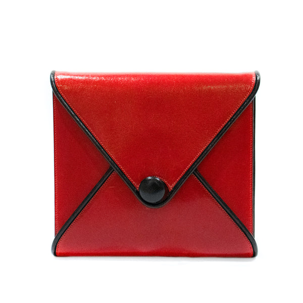 Hermes Vintage Red Leather Envelope Bag