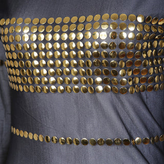 1990s Sheer Black and Gold Studded Gown