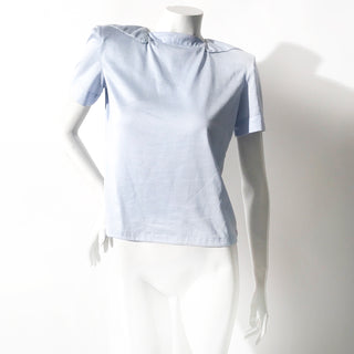 Vintage Blue Cotton Knit Short Sleeve Top